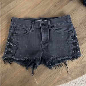 Black denim cutoffs